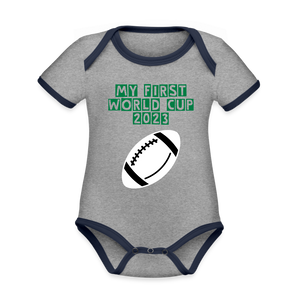 RWC customisable Organic Baby Contrasting Bodysuit - heather grey/navy