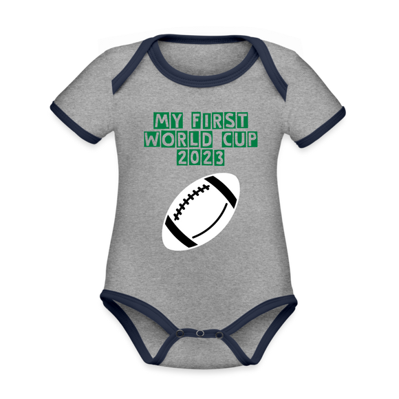 RWC customisable Organic Baby Contrasting Bodysuit - heather grey/navy